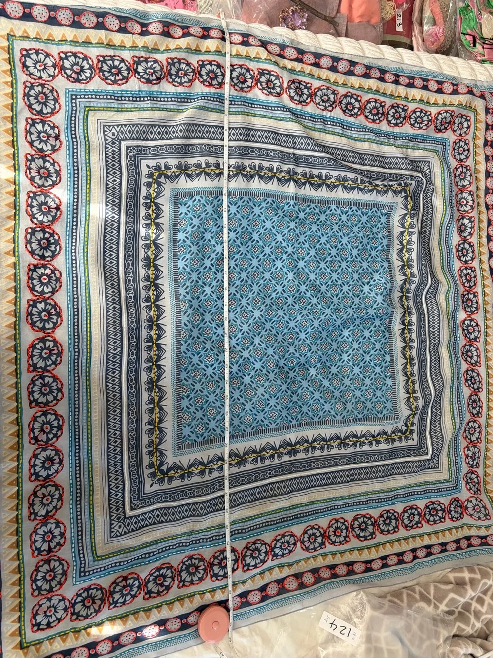 NWT Aratta Silent Journey Mulitcolor Cotton Scarf With Patterns and Embroidery